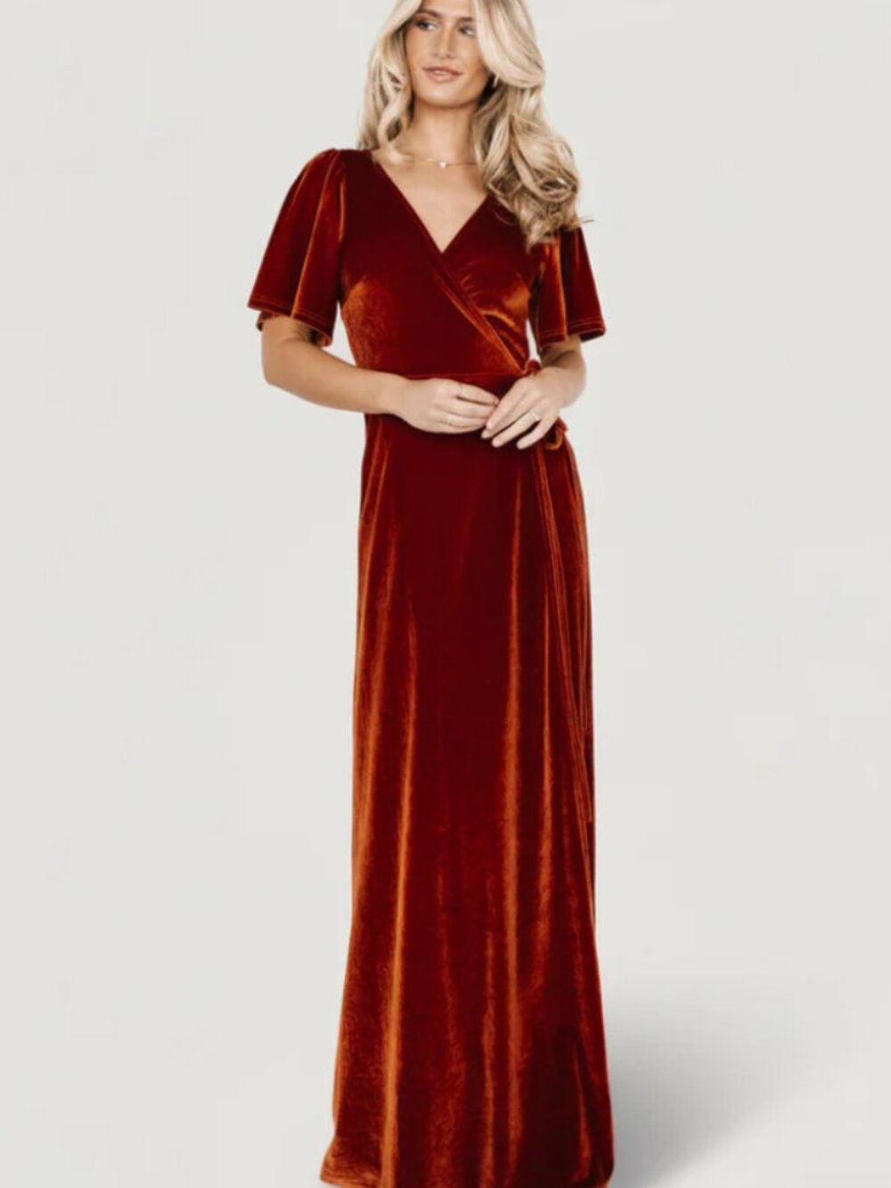 BALTIC BORN Meghan Rust Velvet Wrap Maxi Dress sz S